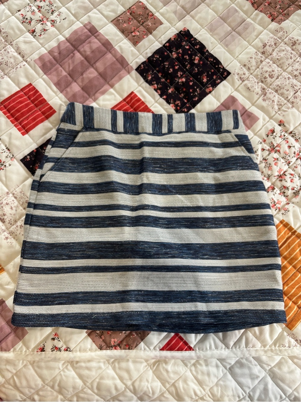 Pim + Larkin Navy and White Striped Knit Pencil Skirt